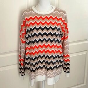 Adora sweater size medium zig zag soft gray orange white tan oversized